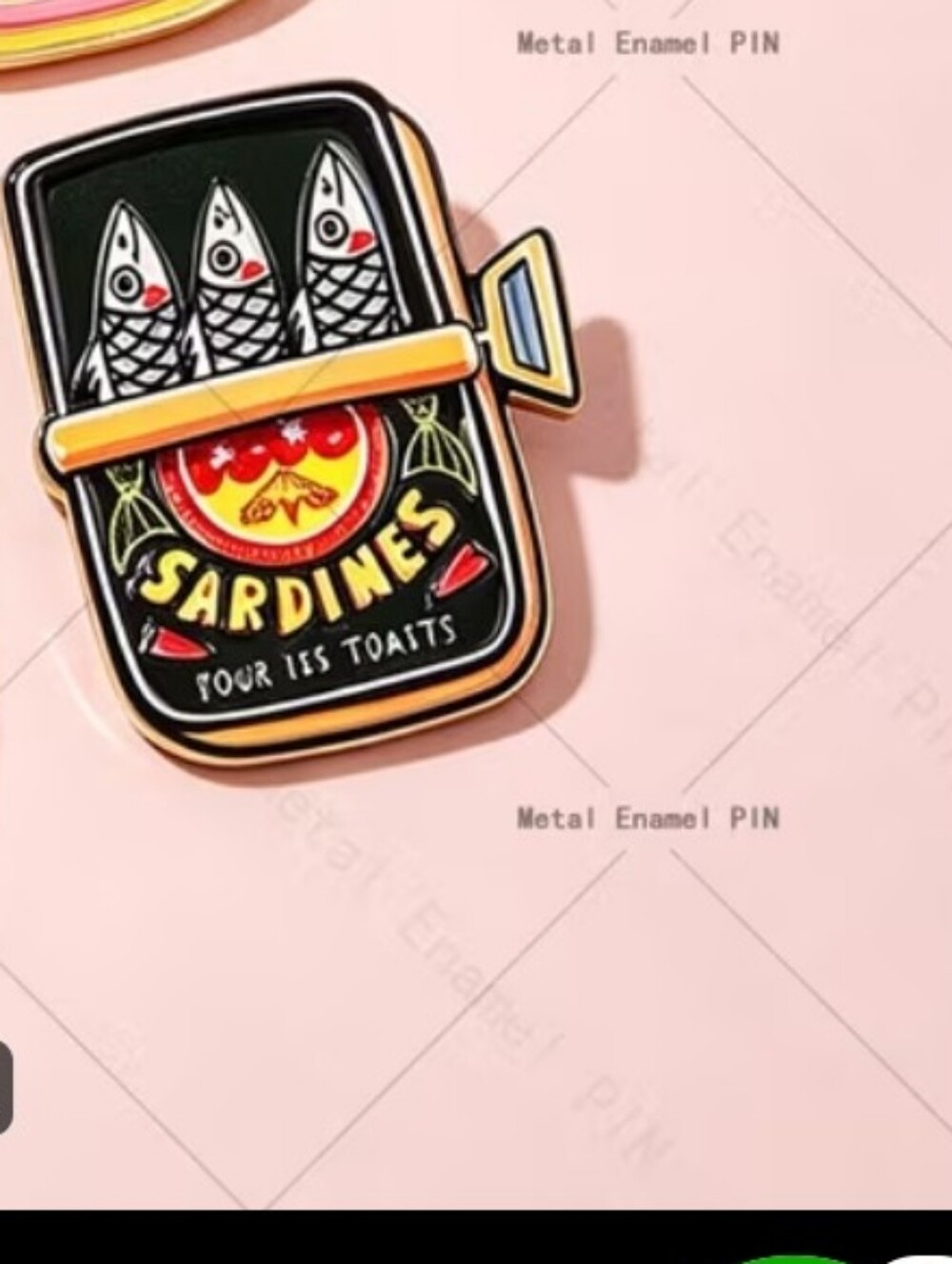 Enamel Sardines Tin Pin - Black & Gold Novelty Accessory